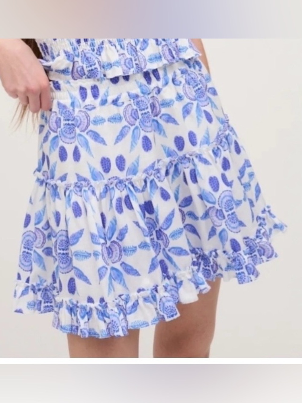 Hill House Home The Paz Skirt — Blue & White Mosaic Print — Size Small — NWT